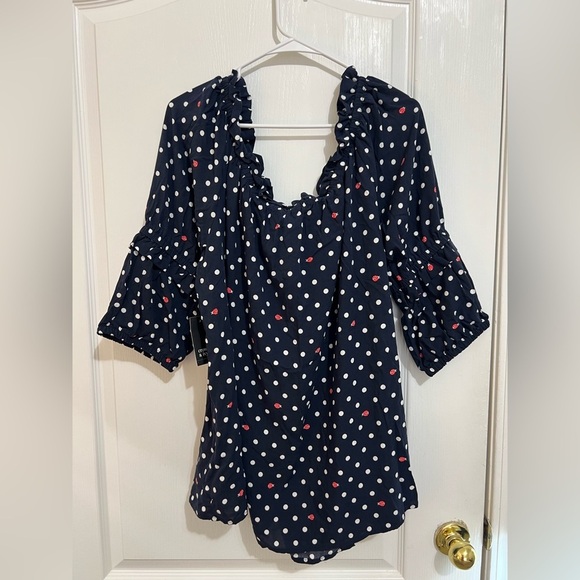 Crown & Ivy Navy Polka Dot with lady bugs Blouse size 3X - Picture 8 of 12